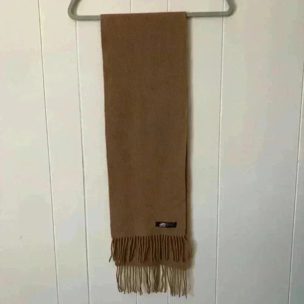 La Fiorentina 100% Cashmere Tan Solid Soft Scarf